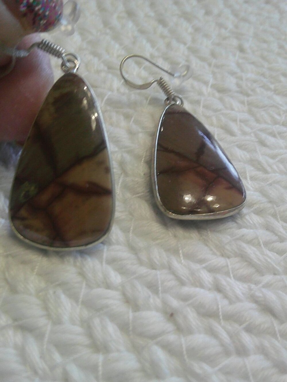 Natural BUTTERFLY JASPER Handmade Sterling 925 Dangle Earrings #359F